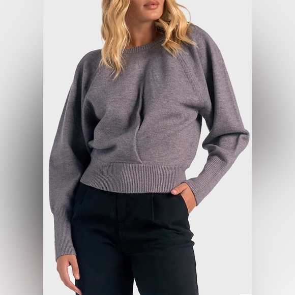 Elan Charcoal Long Sleeve Twist Sweater Size M LNC - Picture 1 of 6